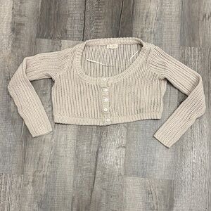 La Hearts Cream Scoop Neck Cropped Sweater